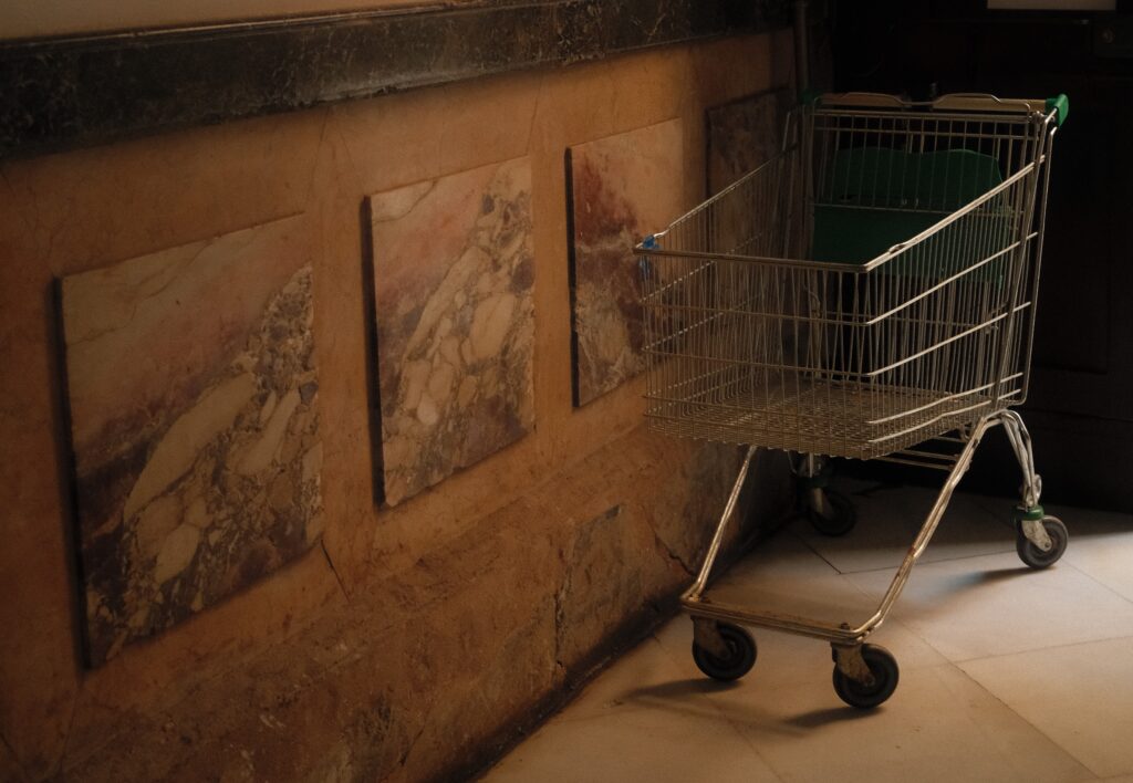 kaboompics_abandoned-shopping-cart-in-a-dimly-lit-vintage-interior-38411